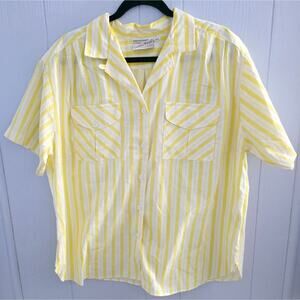 Golden Wings Vintage U.S.A. Made Striped Button Down Blouse size 42 (Large)